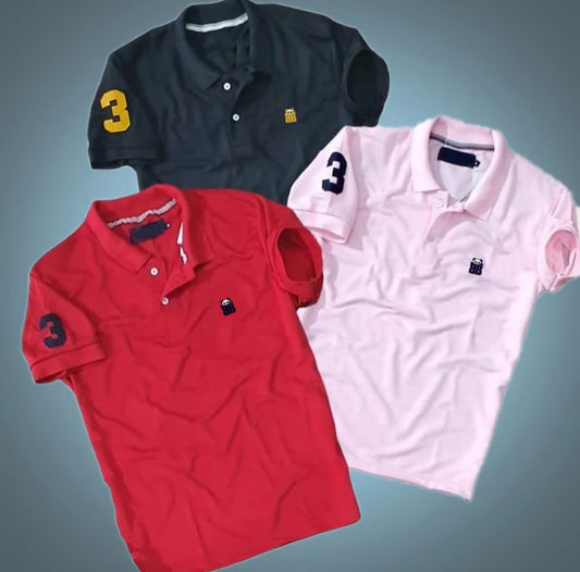 Men's Solid Polo T-Shirt Pack of 3