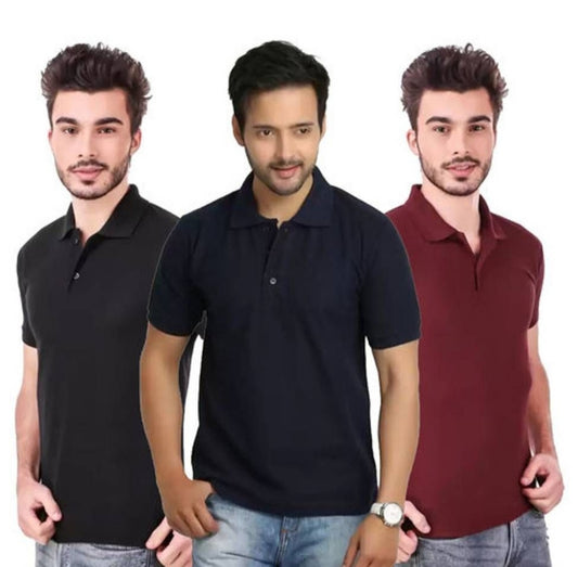 men's multicolored polo pack of 3 t-shirt